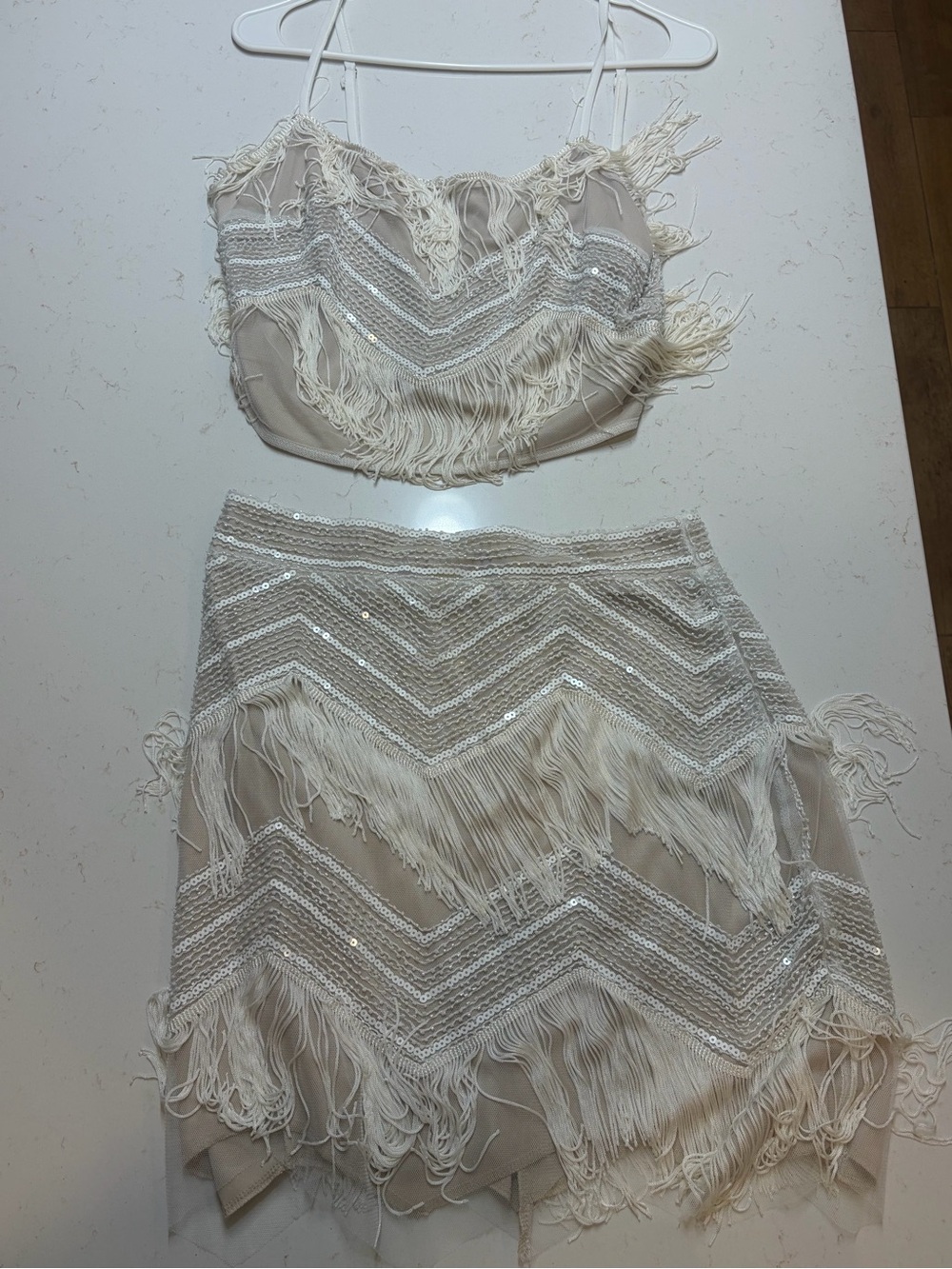 Lulus White Fringe Two-Piece Crop Top & Mini Skirt Set - Picture 9 of 9